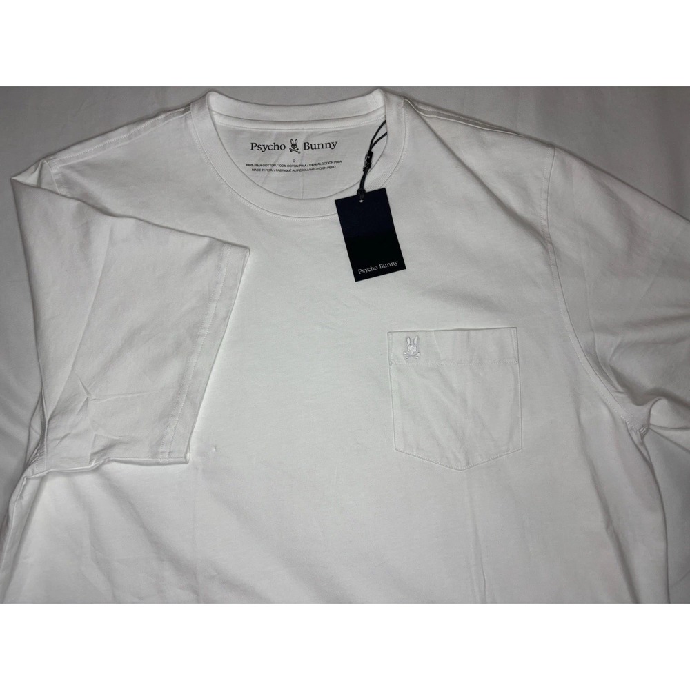Psycho Bunny 9 3XL White Bonnie Fit Regular Pocket‎ Short Sleeve Shirt NWT $60